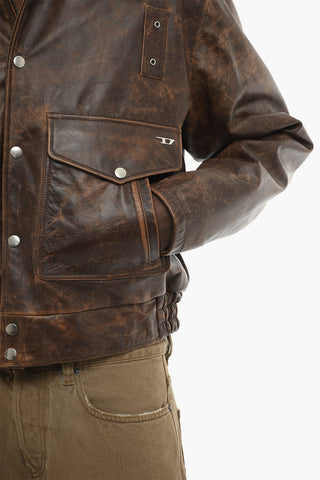 Leather Jacket L-MUDDY With Fur Collar