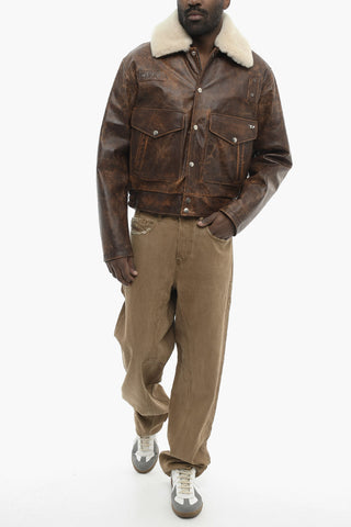 Leather Jacket L-MUDDY With Fur Collar