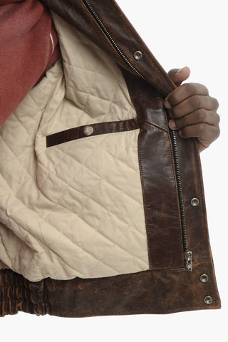 Leather Jacket L-MUDDY With Fur Collar