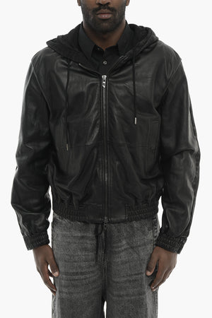 Leather And Denim Jacket L-OCHS With Hood