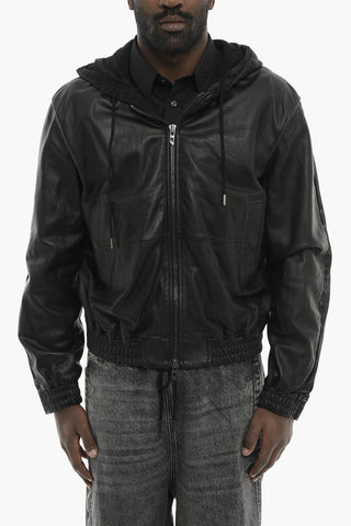 Leather And Denim Jacket L-OCHS With Hood