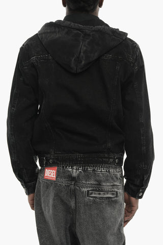 Leather And Denim Jacket L-OCHS With Hood