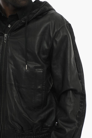 Leather And Denim Jacket L-OCHS With Hood