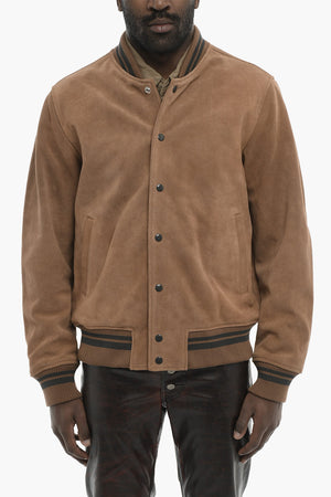 Suede Bomber J-BULC-COW-OUT With Embossed Logo