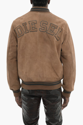 Suede Bomber J-BULC-COW-OUT With Embossed Logo