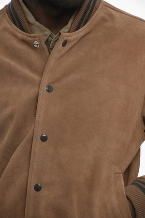 Suede Bomber J-BULC-COW-OUT With Embossed Logo