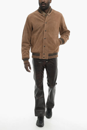 Suede Bomber J-BULC-COW-OUT With Embossed Logo