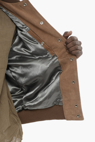 Suede Bomber J-BULC-COW-OUT With Embossed Logo