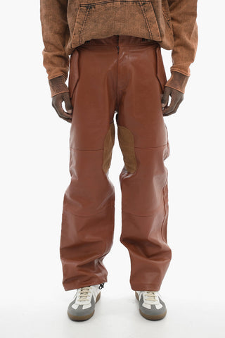 가죽 팬츠 P-TIME 발목 스트링