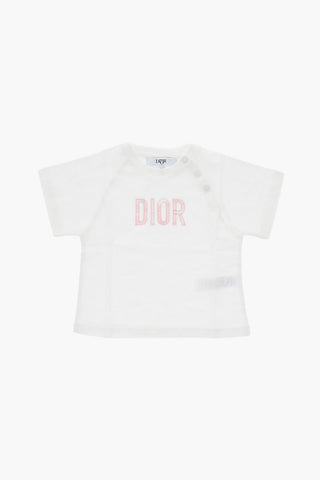 T-shirt Girocollo in Cotone con Ricamo Logo