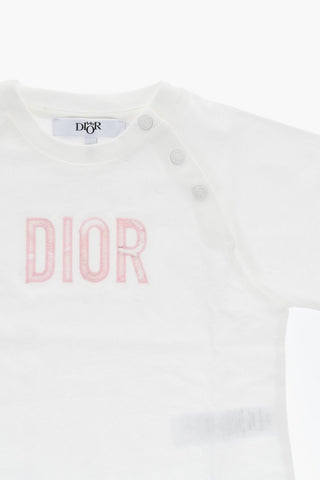 T-shirt Girocollo in Cotone con Ricamo Logo