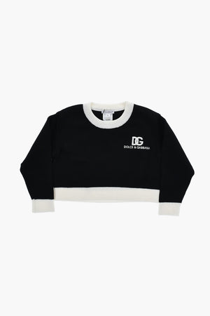 Maglia Girocollo in Lana Vergine con Bordi a Contrasto