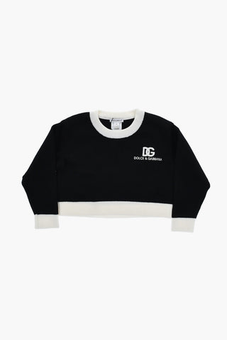 Maglia Girocollo in Lana Vergine con Bordi a Contrasto