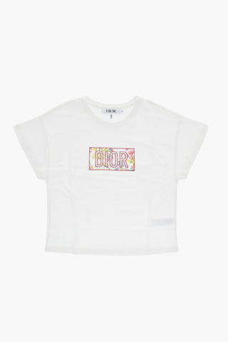 T-shirt Girocollo in Cotone con Ricamo Logo