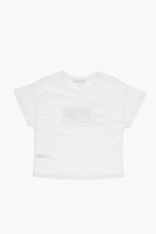 T-shirt Girocollo in Cotone con Ricamo Logo