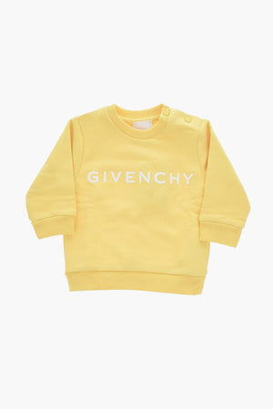 Crewneck Cotton Fleece Sweatshirt With Contrast Logo