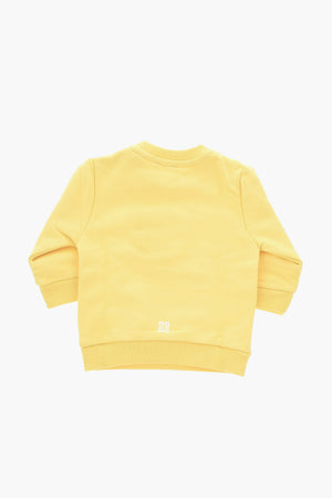 Crewneck Cotton Fleece Sweatshirt With Contrast Logo