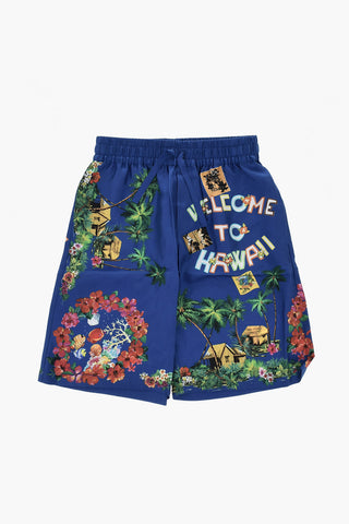 Shorts SURF CAMP in Seta a Fantasia con Elastico in Vita