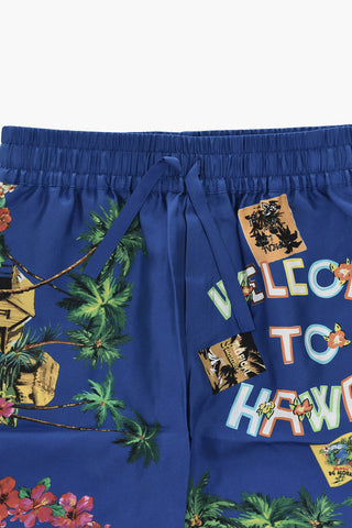 Shorts SURF CAMP in Seta a Fantasia con Elastico in Vita