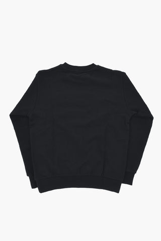 Sweatshirt mit Rundhalsausschnitt aus gerauter Baumwolle und erhabenem Animal-Print-Logo