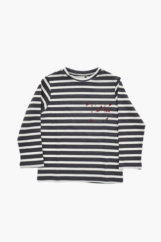 Long-Sleeve Crewneck T-Shirt with Two-Tone Stripes