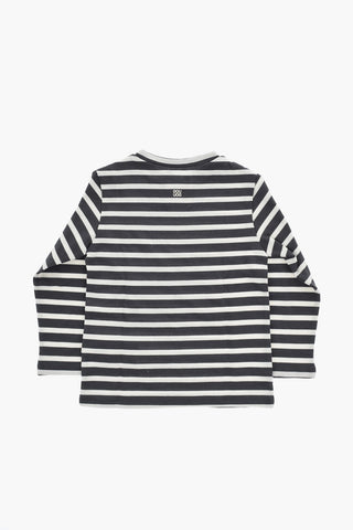 Langarm-Rundhals-T-Shirt mit zweifarbigen Streifen