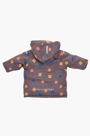 Gepolsterte Jacke mit geometrischem Muster und abnehmbarer Kapuze