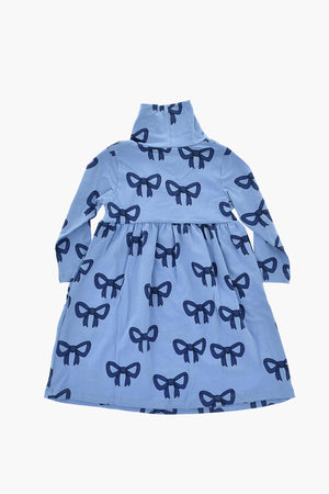 Ausgestelltes Kleid Mit Hohem Kragen Und Allover-Schleifen