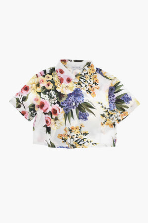 Camicia a Fantasia Floreale a Maniche Corte