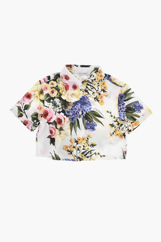 Camicia a Fantasia Floreale a Maniche Corte