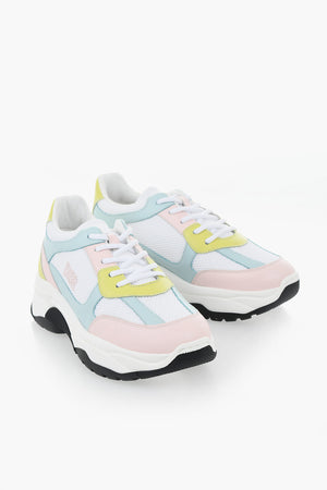Sneakers Basse in Pelle e Tessuto con Dettagli Multicolor