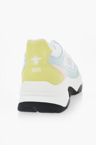 Low-Top Leather and Fabric Sneakers with Multicolor Details