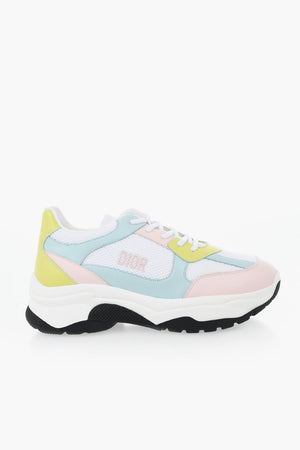 Sneakers Basse in Pelle e Tessuto con Dettagli Multicolor