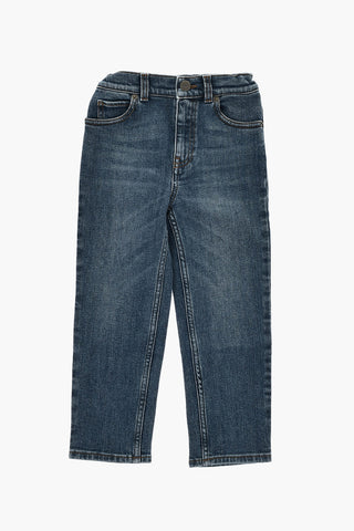 Jeans a Tinta Unita con Bottone Logato