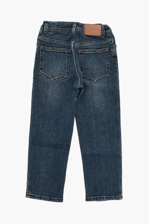 Solid-Color Jeans With Logo Button