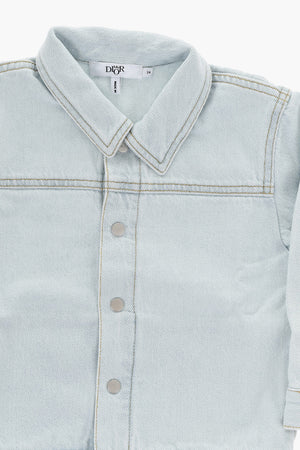 Giubbotto in Denim con Bottoni Logati Automatici