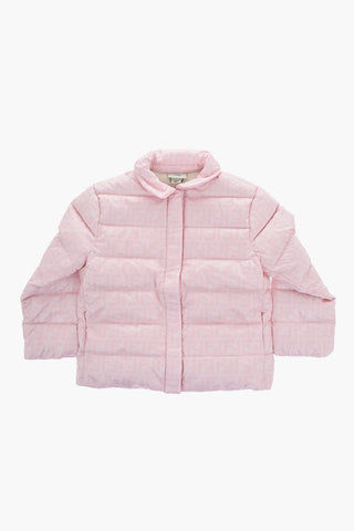 Einfarbige Daunenjacke mit Allover-Monogramm