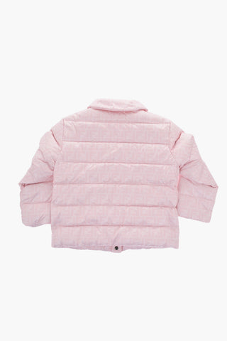 Einfarbige Daunenjacke mit Allover-Monogramm