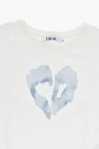 Cotton Crewneck T-Shirt With Faded Print