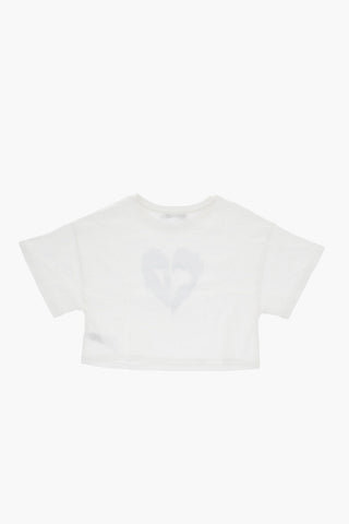Cotton Crewneck T-Shirt With Faded Print