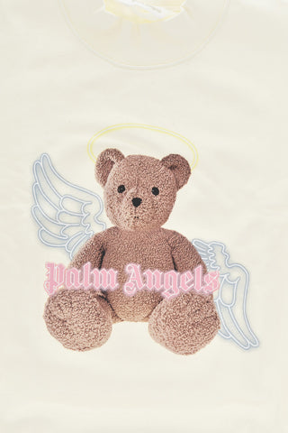 Brushed Cotton Crewneck Sweatshirt with Front Teddy Bear Print