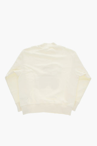 Brushed Cotton Crewneck Sweatshirt with Front Teddy Bear Print