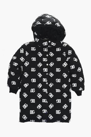 Giubbotto Imbottito con Cappuccio Removibile e Monogram All-Over