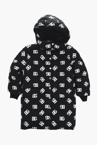 Giubbotto Imbottito con Cappuccio Removibile e Monogram All-Over