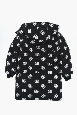 Giubbotto Imbottito con Cappuccio Removibile e Monogram All-Over
