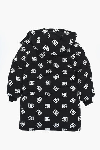 Giubbotto Imbottito con Cappuccio Removibile e Monogram All-Over