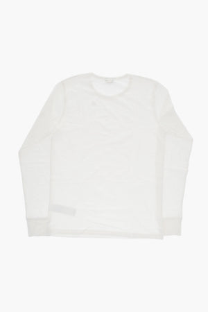 T-shirt Girocollo in Cotone a Manica Lunga con Logo Tono su Tono
