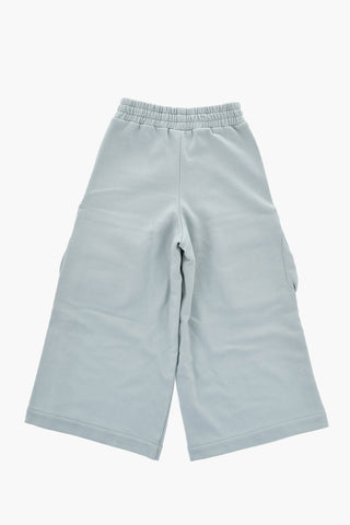 Brushed Cotton Cargo Joggers With Flared Leg