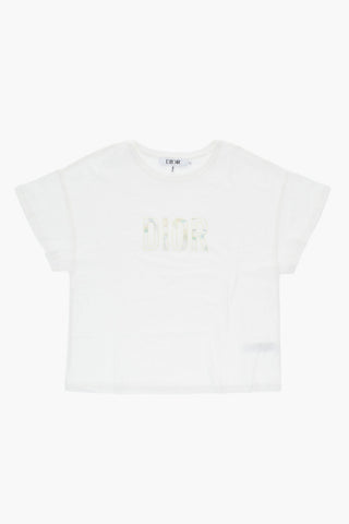 T-shirt Girocollo in Cotone con Ricamo Logo