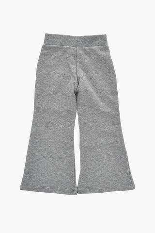 Brushed Cotton Flared Trousers with Rhinestone Logo